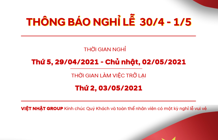 thông báo nghỉ lễ 30.4