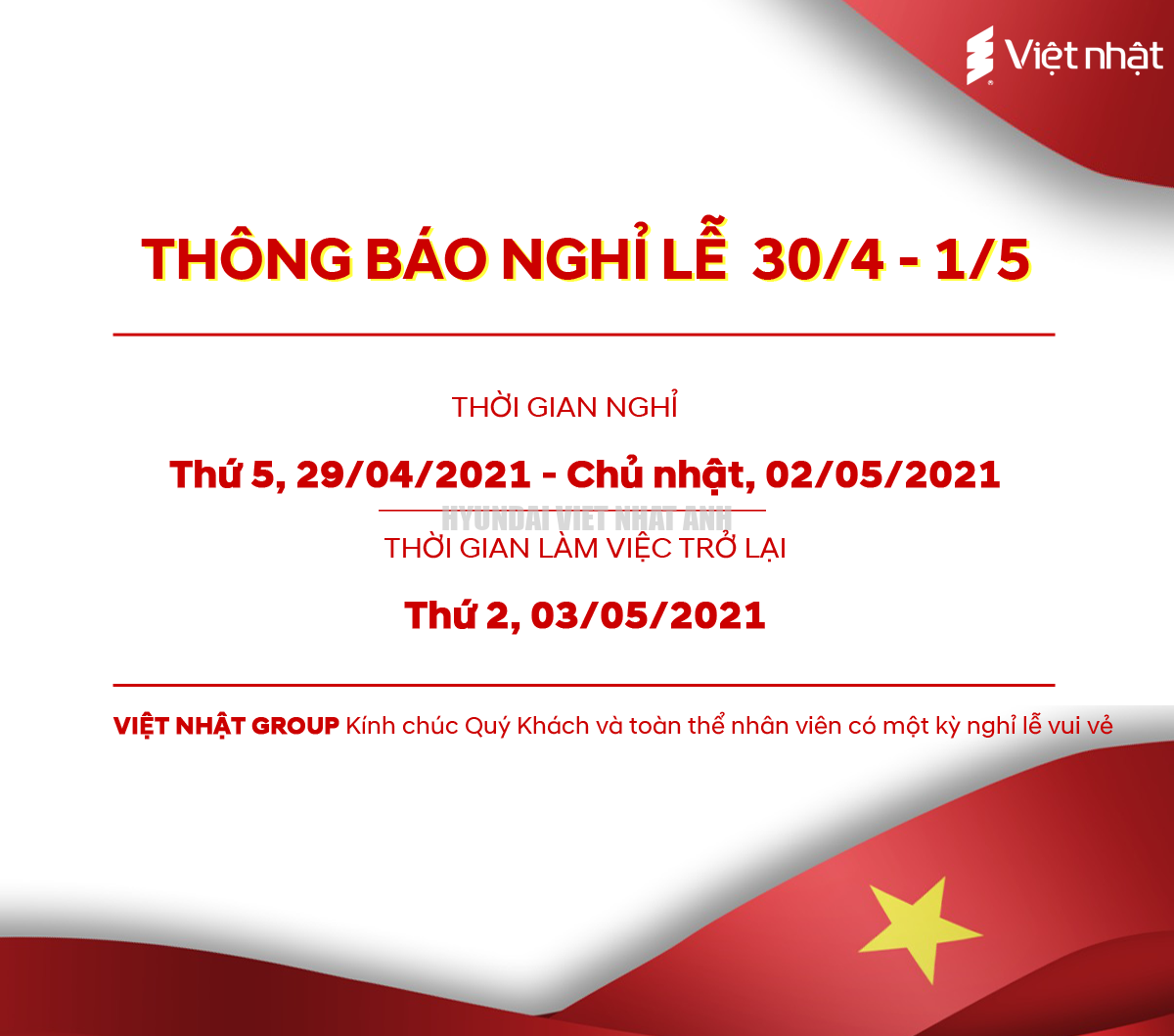 thông báo nghỉ lễ 30.4
