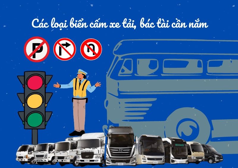 Các loại biển cấm xe tải, bác tài cần nắm, Hyundai Việt Nhật Anh