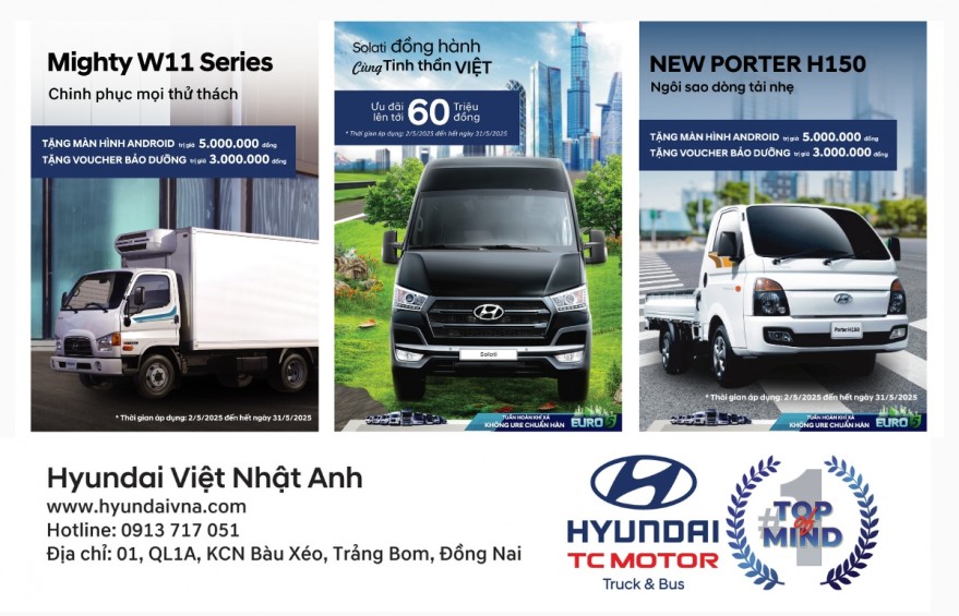 Chương trình khuyến mãi tháng 5 Hyundai Việt Nhật Anh