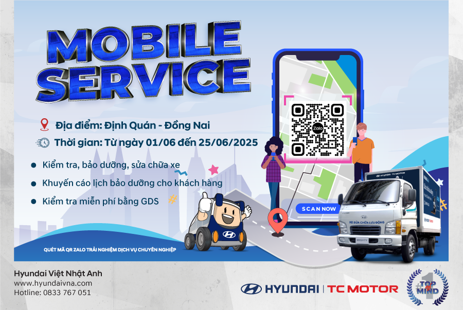 Chương trình sửa chữa lưu động của Hyundai Việt Nhật Anh sẽ diễn ra tại Định Quán (Đồng Nai)