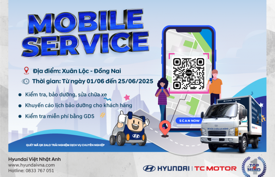 Chương trình sửa chữa lưu động của Hyundai Việt Nhật Anh sẽ diễn ra tại Xuân Lộc (Đồng Nai)