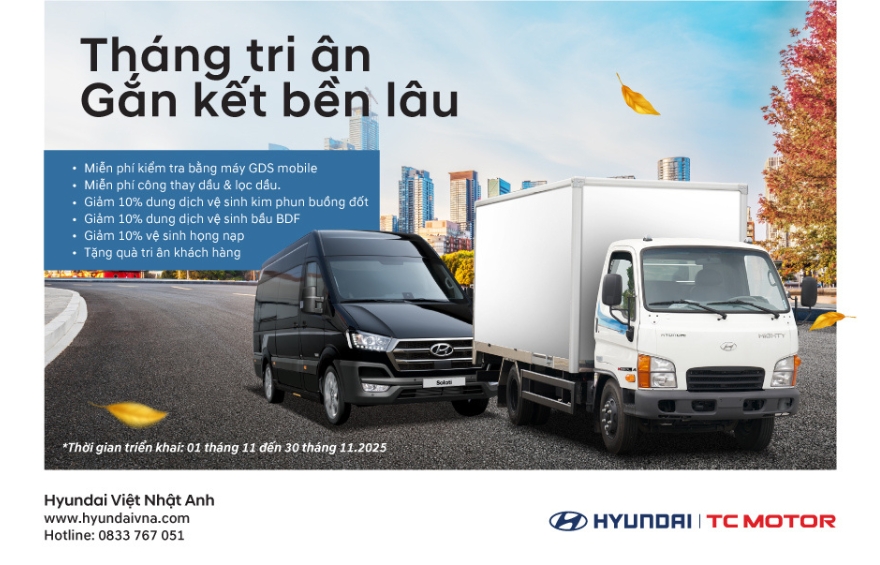 Chương trình khuyến mãi dịch vụ tháng 11 tại Hyundai Việt Nhật Anh
